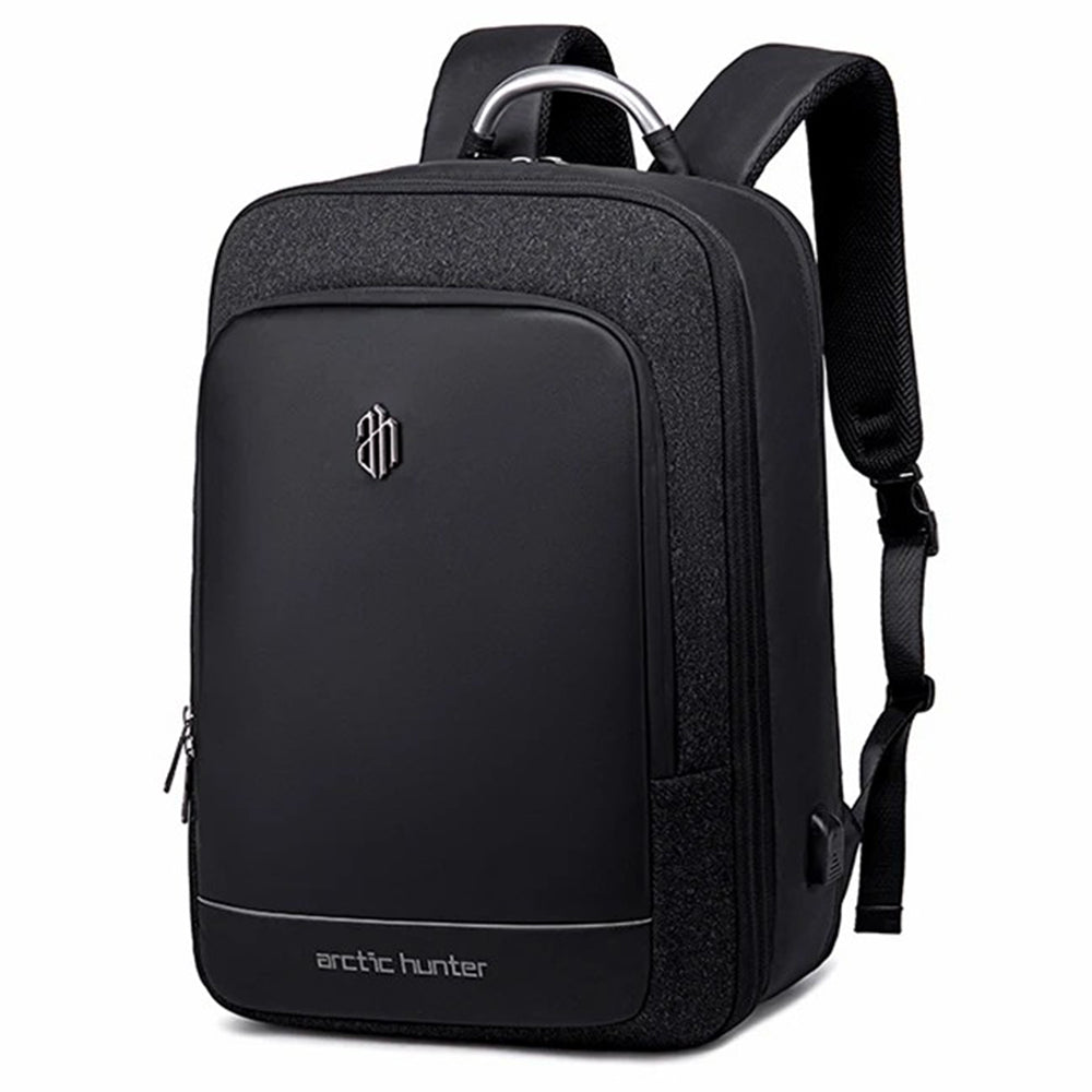 ARCTIC HUNTER B00227L Travel Backpack Expandable Shoulder Bag with USB Port - Black ARCTIC HUNTER B00227L Travel Backpack Expandable Shoulder Bag with USB Port - Black